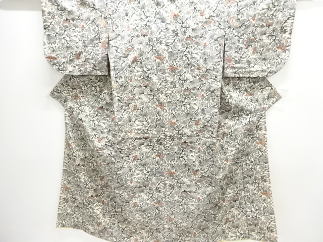 JAPANESE KIMONO / ANTIQUE KIMONO / SILK / TSUMUGI / CHINESE FLOWERS